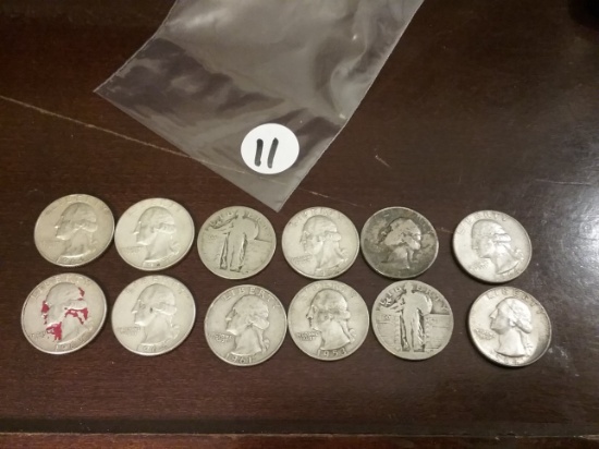 Bag of twelve (12) Silver Quarters