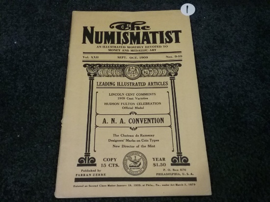 1909 Numismatist Magazine Published by Farran Zerbe