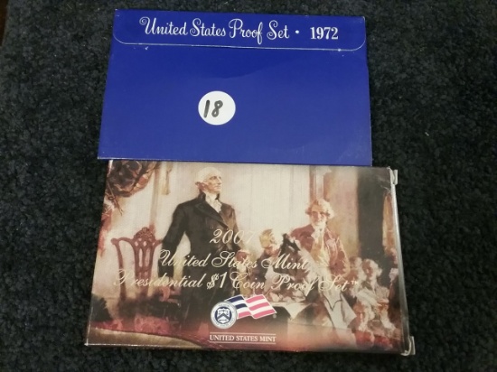 1972 Proof Set and a 2007 $1 Presidential Proof Set