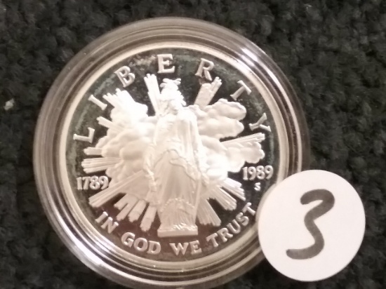 1989 $1 Silver Proof Deep Cameo Commemorative (Congress)