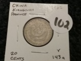 China 1902 Kinagnan Province 20 cent