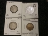 Sweden 1968 50 ore, Italy 1983R 100 lire, Austria 1915 corona, Germany 1924-D 10 reichspfennig