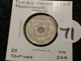 Tunisia-French Protectorate 1919 25 centimes