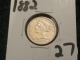 GOLD 1882 $5 Half-Eagle   XF-AU Condition