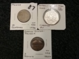 Mexico 1936 10 centavos, Isle of Man 2003 50 pence, Prussia 1860A 3 pfennig