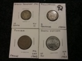 Straits Settlement 1901 10 cents, Philippines 1934m 5 centavos, Tunisia 1945 franc and South Vietnam