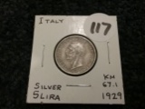Italy 1929 5 lira