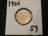 GOLD 1906 $5 Half-Eagle About Uncirculated