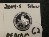 2004-S Silver Proof Deep Cameo State Quarter Texas