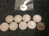 Nine original Buffal Nickels (not nicadated)