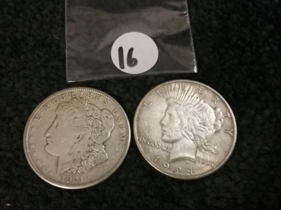 1924 and 1921-S Silver Dollars