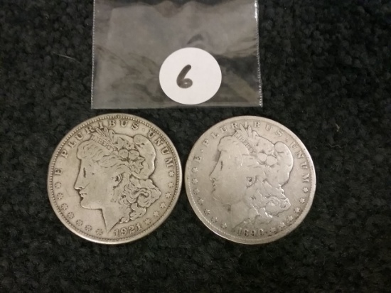 1890-O and 1921-S Silver Dollars