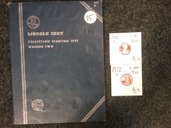FULL Lincoln Penny Book and a 2000-S and 1972-S PF DCAM Pennys