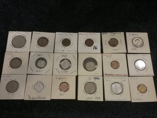 Group of 18 foreign coins…