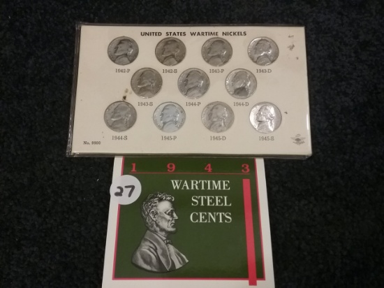 Wartime Steel Cent set (all unc) and Wartime Silver Nickel Collection