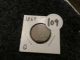1869 Indian Cent in goo