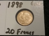 GOLD Switzerland 1858 20 francs scarce early date Uncirculated