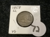 1858 Large Letters Flying Eagle Cent in Very Good condition