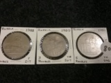 Russia 1988 5 roubles, 1989 3 roubles and 1990 5 roubles