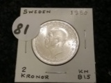 Sweden 1950 2 kronor prooflike