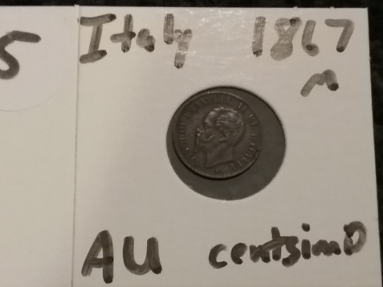 Italy 1867M centesimo in XF-AU