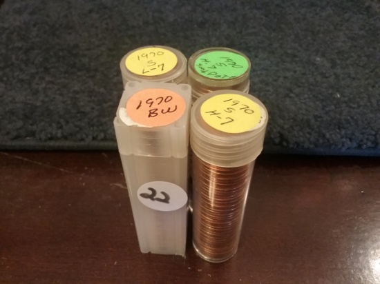 Four rolls of 1970-S BU Pennies