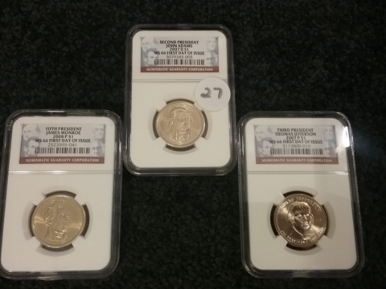 NGC 2nd, 3rd, and 5th Presidents Presidential Dollars