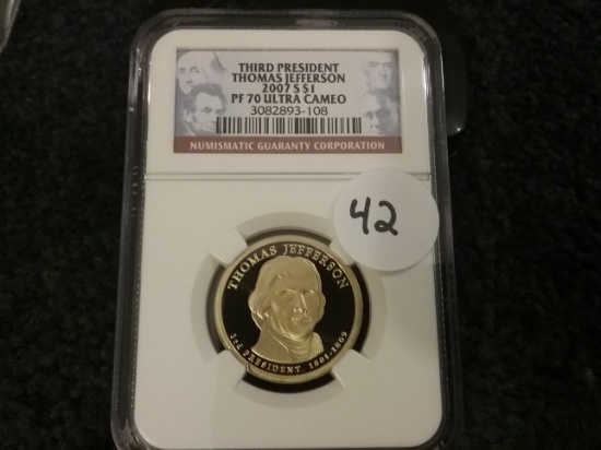 NGC 2007-S $1 Jefferson Dollar PF 70 Ultra Cameo