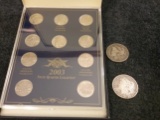 2003 BU State Quarter Set and two Morgan Dollars