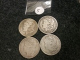Four Morgan Dollars….1887-O, 1899-O, 1890-O, 1900-O
