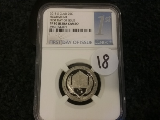 NGC 2015-S 25 cent Homestead First Day Issue PF 70 Ultra Cameo