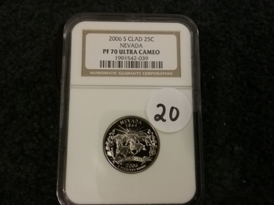 NGC 2006-S 25 cent Nevada Proof 70 Ultra Cameo