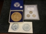 Susan B Anthony P/D/S set Slabbed MS-64 and an Abraham Lincoln Medal