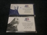2000 Proof Quarters set and 2008 Silver Proof Quarters Set