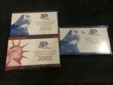 2007 and 2008 Proof State Quarters Set and a 2002 Silver proof Set