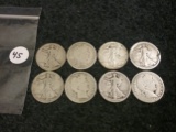 Group of eight (8) Early Half- Dollars…Barbers and Walking Libertys