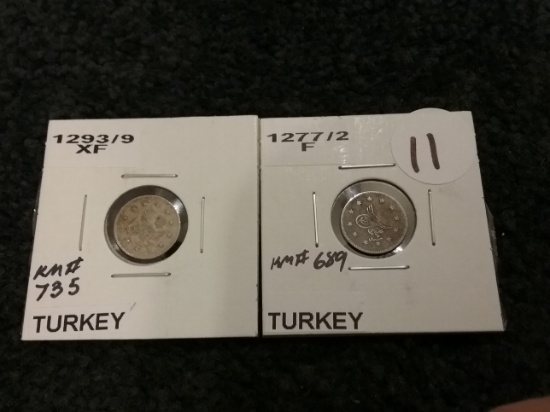 Turkey 1293/9 in XF and 1277/s in Fine