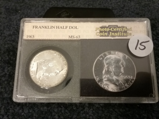 Photo-Certified Coin Institute Franklin Half Dollar