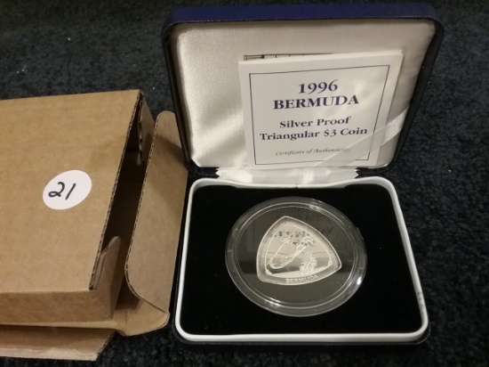 Very Pretty 1996 Silver Bermuda Proof $3 coin