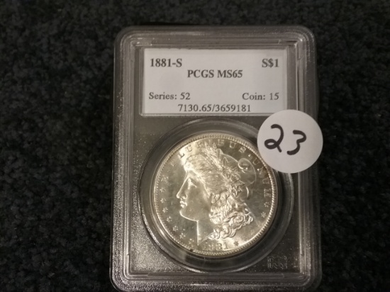 PCGS 1881-S Morgan Dollar in MS-65
