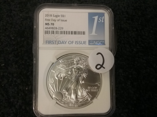 NGC 2018 American Silver Eagle MS-70 First Day Issue