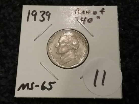 1939 Jefferson Nickel Reverse of "40" in MS-65. Key date and important variety