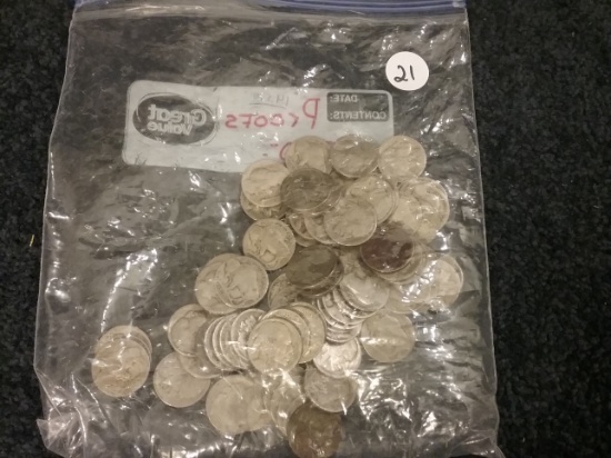 Bag of Eighty (80) Buffalo Nickels