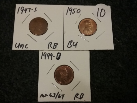 Three nice BU Wheat cents