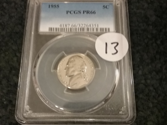 PCGS 1955 Jefferson Nickel in PR=66