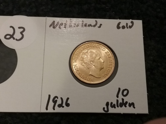 GOLD 1926 Netherlands 10 Gulden