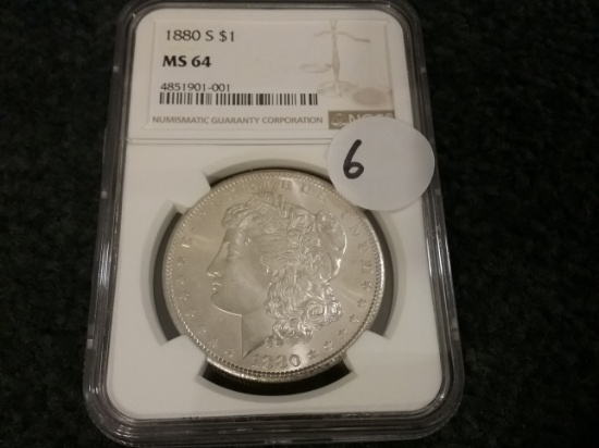 NGC 1880-S Morgan Dollar in MS-64