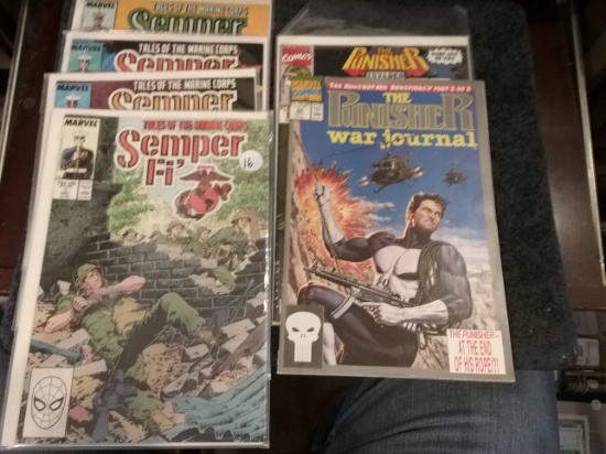 Group of six "Semper fi" comic books and two "Punisher" comic books