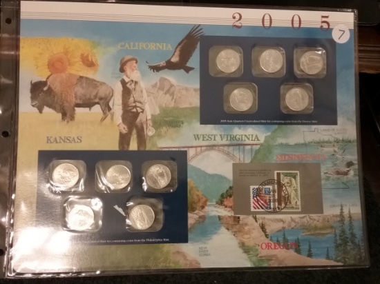2005 P & D Mint Quarter Set with a history card and stamps