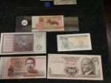 five foreign currency notes